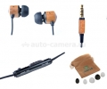 Наушники с микрофоном и пультом управления для iPhone и iPad Euro4 (из дерева вишни)