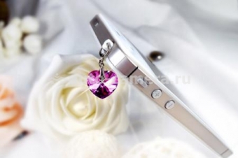 Мобильное украшение для iPhone, iPad, Samsung и HTC линия Кристалл, цвет pink